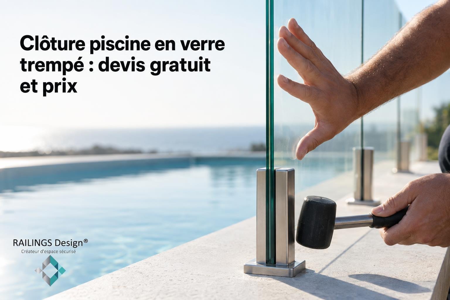 Cl&ocirc;ture piscine en verre tremp&eacute; : devis gratuit et prix